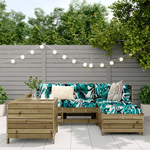 vidaXL 5 Parta Gar&eth;s&oacute;fasett Gegndreypt Tr&eacute;furu