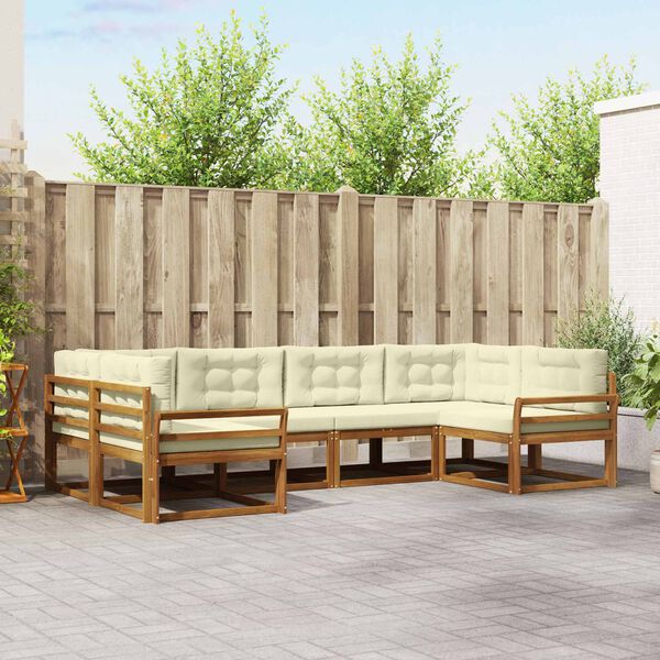 vidaXL &Uacute;ti s&oacute;fasett me&eth; p&uacute;&eth;i 6 pcs N&aacute;tt&uacute;rulegt og Krem