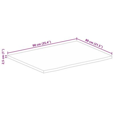 vidaXL Borðplata með Náttúrulegum Brúnum 90x80x2,5 cm Mangóviður