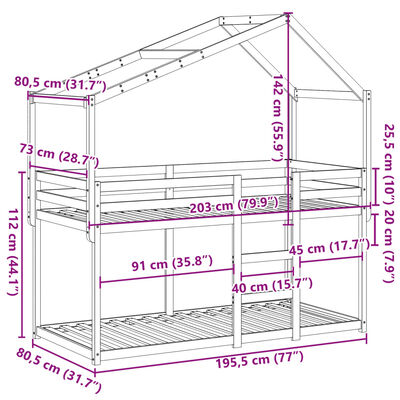 vidaXL Koja án Dýnu 75x190 cm Gegnheil Fura