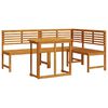 vidaXL Gar&eth;a Bekkur Set 3 pcs Br&uacute;nn Hrein akas&iacute;utr&eacute;