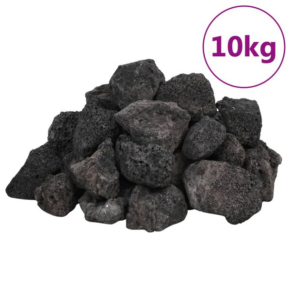 vidaXL Eldfjallabj&ouml;rg 10 kg Svartur 3-5 cm