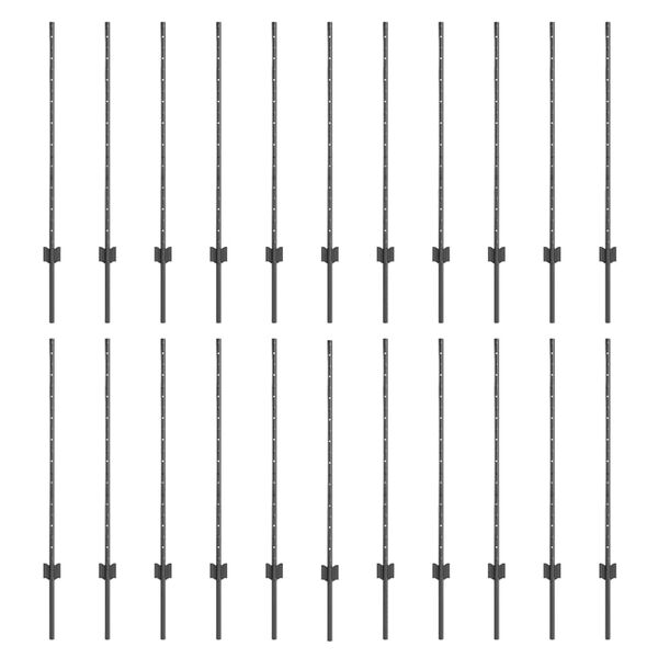 vidaXL Girðingarpóstar 44 pcs Grár 140 cm Stál