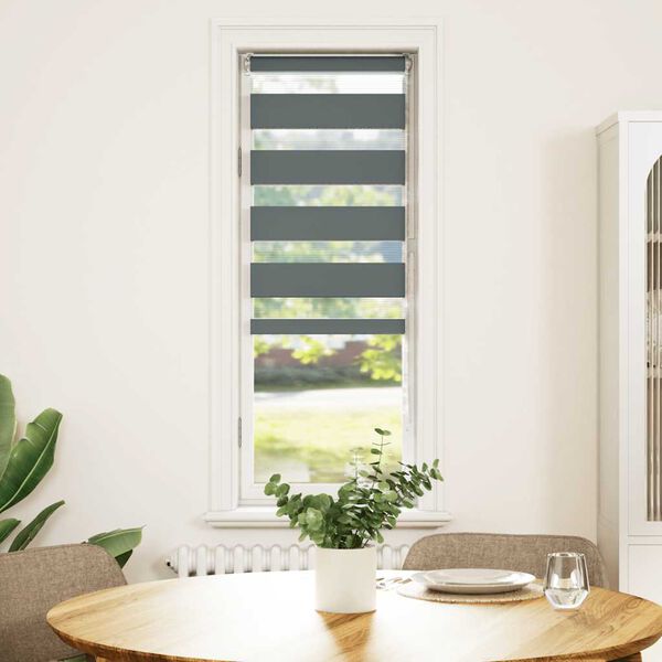 vidaXL Zebra Blind D&ouml;kkgr&aacute; 40x100 cm Efni Breidd 35,9 cm Polyester