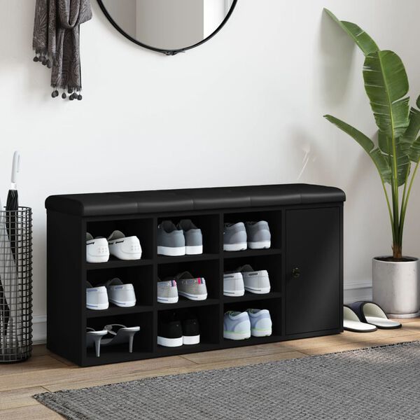 vidaXL Skóbekkur Svartur 102x32x50 cm Samsettur Viður