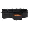 vidaXL Gar&eth;s&oacute;fa sett me&eth; p&uacute;&eth;i 6 pcs Svartur p&oacute;l&yacute;rattan