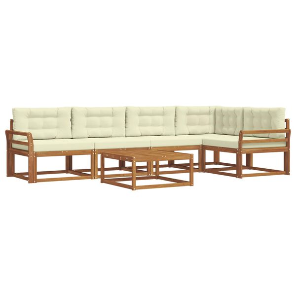 vidaXL &Uacute;ti s&oacute;fasett me&eth; p&uacute;&eth;i 6 pcs N&aacute;tt&uacute;rulegt og Krem