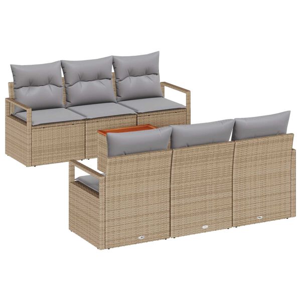 vidaXL Gar&eth;s&oacute;fa sett me&eth; geymslu 7 pcs Beige og lj&oacute;sgr&aacute;r p&oacute;l&yacute;rattan