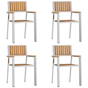 vidaXL Gar&eth;st&oacute;ll 4 pcs Br&uacute;nn 56 x 54,5 x 87 cm Solid teak vi&eth;ur