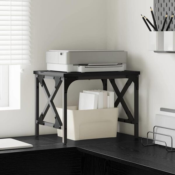 vidaXL Prentara standur Svartur Eik 40 x 30 x 31 cm Samsettur viður