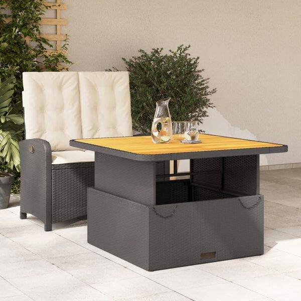 vidaXL 2 stykki gar&eth;bor&eth;stofusett me&eth; p&uacute;&eth;um Black Poly Rattan
