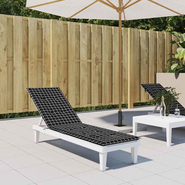 vidaXL Sessa fyrir Sólbekk Svart Köflótt Oxfordefni