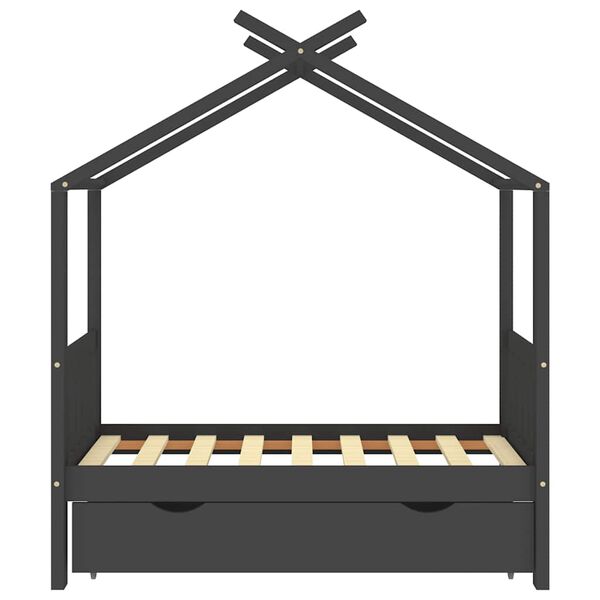 vidaXL R&uacute;mgrind fyrir b&ouml;rn me&eth; Sk&uacute;ffu Gegnheill furuvi&eth;ur 70x140 cm