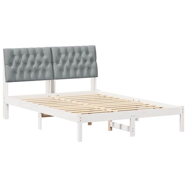vidaXL Ramsv&iacute;k me&eth; h&ouml;fu&eth;gafl Lj&oacute;sgr&aacute;r 140 x 190 cm Solid furuhikk