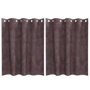 vidaXL Flauels skaut með gluggatjöldum 2 pcs Brúnn 140 x 140 cm Flauel