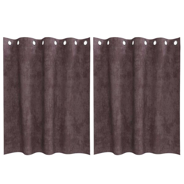 vidaXL Flauels skaut með gluggatjöldum 2 pcs Brúnn 140 x 140 cm Flauel