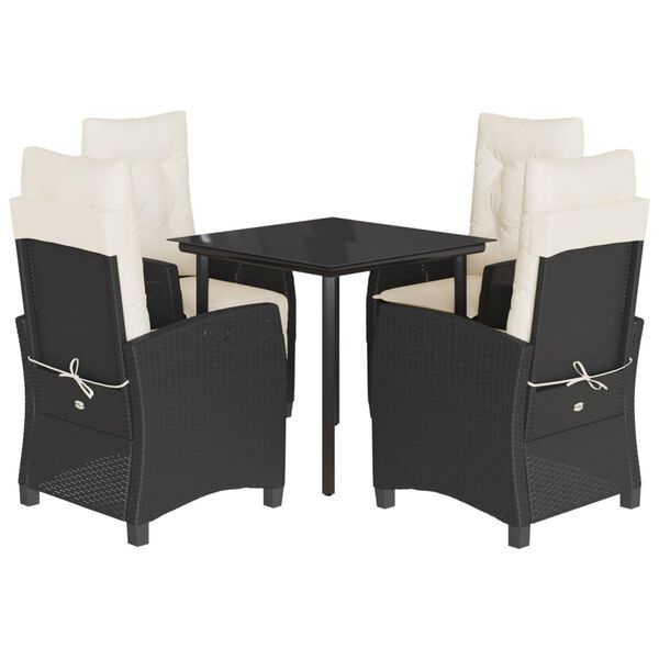 vidaXL 5 Hluta Gar&eth;bor&eth;stofusett me&eth; Sessum Svart P&oacute;l&yacute;rattan