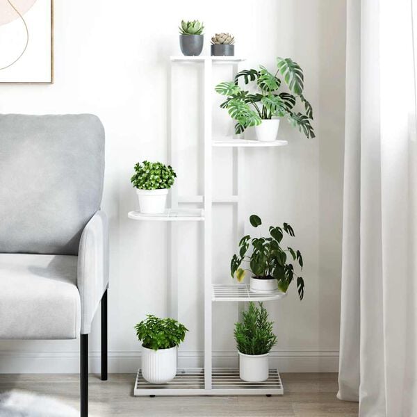 336110 vidaXL 5H&aelig;&eth;a Bl&oacute;mastandur 43x22x98 cm Hv&iacute;tur M&aacute;lmur