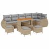 vidaXL Gar&eth;s&oacute;fa sett me&eth; p&uacute;&eth;i 10 pcs Beige og lj&oacute;sgr&aacute;r Poly Rattan