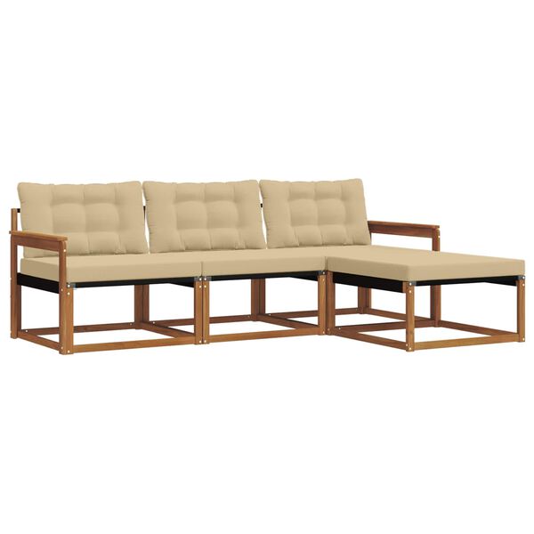 vidaXL &Uacute;ti s&oacute;fasett me&eth; p&uacute;&eth;i 4 pcs N&aacute;tt&uacute;rulegt og B&eacute;ig