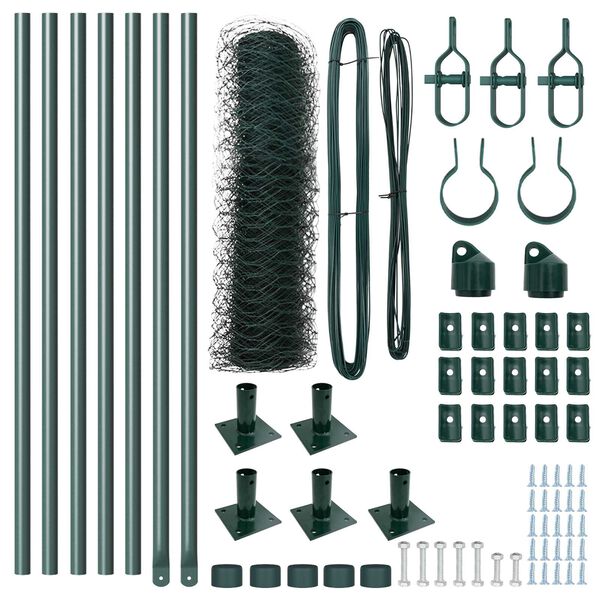 vidaXL Gir&eth;ingarp&oacute;stur Gr&aelig;nn 10 x 0,8 m (36 mm mesh) St&aacute;l og PVC