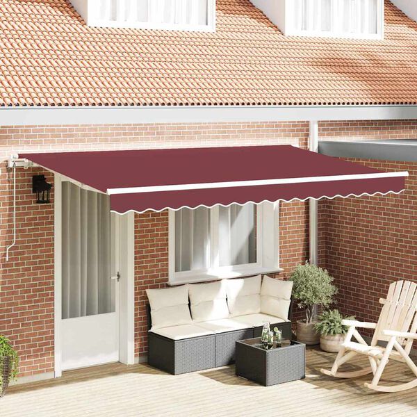 vidaXL Hægt að draga saman skyggni burgundy 350 x 200 cm dúkur