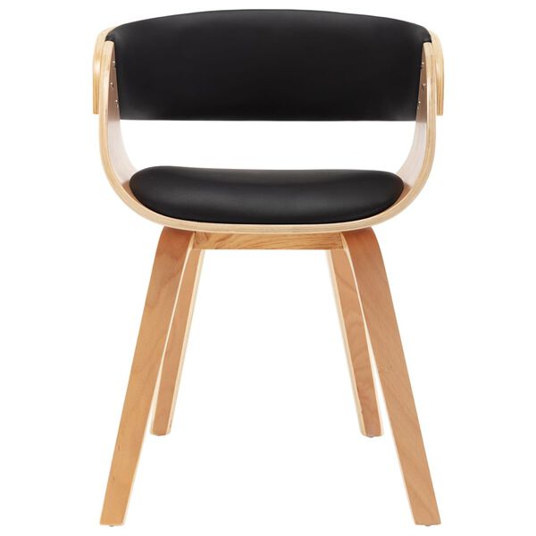 vidaXL Borðstofustólar 6 stk. Sveigður Viður og Sveigður Leðurlíki