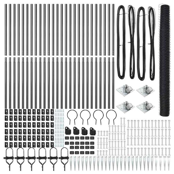 vidaXL Gir&eth;ingarp&oacute;stur Gr&aacute;r 50 x 1,6 m (36 mm net) St&aacute;l og PVC