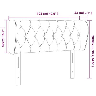 vidaXL Höfðagafl með Eyrum 103x23x78/88 cm Dökkgrátt Efni