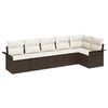 vidaXL Gar&eth;s&oacute;fa sett me&eth; p&uacute;&eth;i 6 pcs Br&uacute;nn p&oacute;l&yacute;rattan