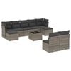 vidaXL 10 Hluta Gar&eth;s&oacute;fasett me&eth; Sessum Gr&aacute;tt P&oacute;l&yacute;rattan