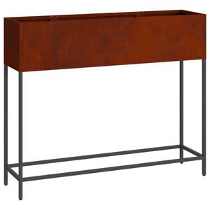 vidaXL Upphleypt gar&eth;gr&oacute;&eth;urpottur Rusty 100 x 26 x 82 cm Ve&eth;ra&eth; st&aacute;l