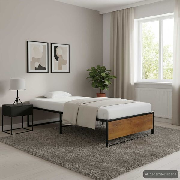 vidaXL R&uacute;mgrind &aacute;n D&yacute;nu Sv&ouml;rt 90x200 cm M&aacute;lmur