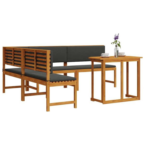 vidaXL Garða Bekkur Set 4 pcs Brúnn Gegnheill akasíuviður