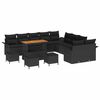 vidaXL Gar&eth;s&oacute;fa sett me&eth; p&uacute;&eth;i 14 pcs Svartur p&oacute;l&yacute;rattan