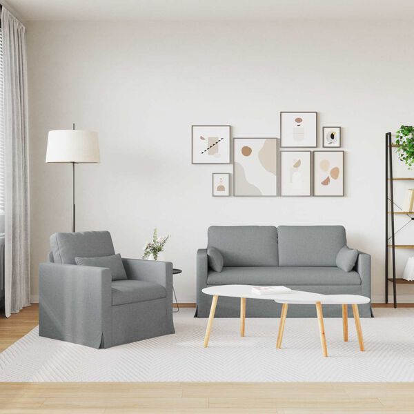 vidaXL S&oacute;fi 2 pcs Lj&oacute;sgr&aacute;r 158 x 78 x 80 cm d&uacute;kur