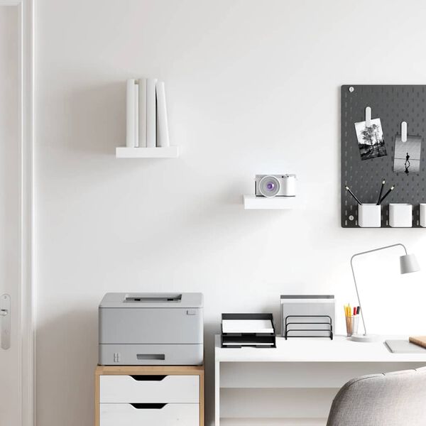 vidaXL Vegghengdar Hillur 2 stk. H&aacute;glans Hv&iacute;tar 23x23,5x3,8 cm MDF