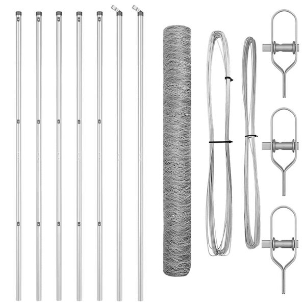vidaXL Gir&eth;ingarp&oacute;stur Silfur 10 x 1,4 m (36 mm net) St&aacute;l