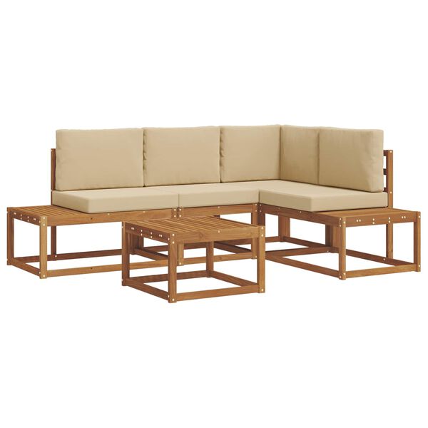 vidaXL &Uacute;ti s&oacute;fasett me&eth; p&uacute;&eth;i 5 Stykki N&aacute;tt&uacute;rulegt og B&eacute;ig