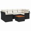 vidaXL Gar&eth;s&oacute;fa sett me&eth; p&uacute;&eth;i 7 pcs Svartur p&oacute;l&yacute;rattan