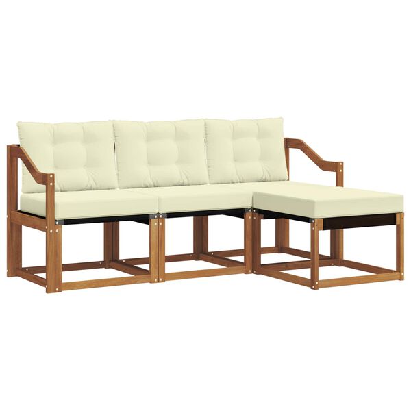 vidaXL &Uacute;ti s&oacute;fasett me&eth; p&uacute;&eth;i 4 pcs N&aacute;tt&uacute;rulegt og Krem