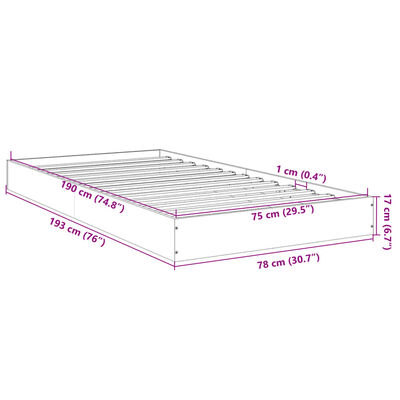 vidaXL Náttborð Sonoma Eikarlitur 75x190 cm Samsettur Viður