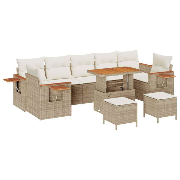 vidaXL Gar&eth;s&oacute;fa sett me&eth; p&uacute;&eth;i 13 pcs Beige og krem p&oacute;l&yacute;rattan