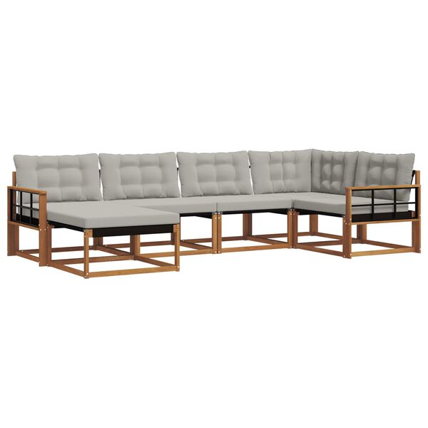 vidaXL &Uacute;ti s&oacute;fasett 6 pcs N&aacute;tt&uacute;rulegt og Lj&oacute;st Gr&aacute;tt Hrein akas&iacute;utr&eacute;