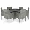 vidaXL 7 Hluta Gar&eth;bor&eth;stofusett P&oacute;l&yacute;rattan Reykgr&aacute;ir Gr&aacute;tt