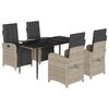vidaXL 5 Parta Gar&eth;bor&eth;stofusett me&eth; Sessum Lj&oacute;sgr&aacute;tt P&oacute;l&yacute;rattan
