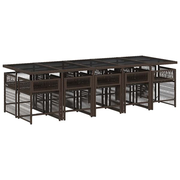 vidaXL 11 Stk. Gar&eth;bor&eth;stofusett me&eth; Sessum Br&uacute;nn P&oacute;l&yacute;rattan