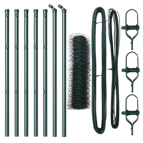 vidaXL Gir&eth;ingarp&oacute;stur Gr&aelig;nn 10 x 0,5 m (50 mm net) St&aacute;l og PVC