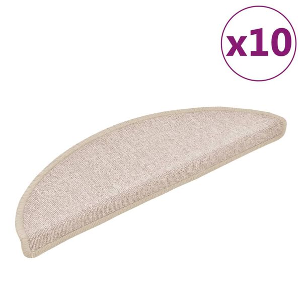 vidaXL Stigamottur 10 stk 56x17x3 cm lj&oacute;sbr&uacute;nar h&aacute;lfhringlaga