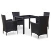 vidaXL 5 Parta Gar&eth;bor&eth;stofusett P&oacute;l&yacute;rattan Svart